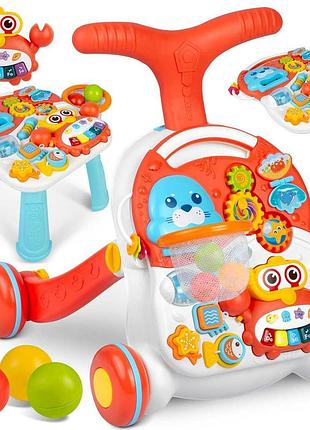 Каталка 2-в-1 интерактивная ricokids бело-красная