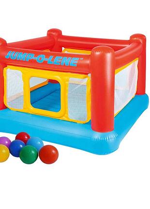Надувний батут intex 48260-1 "jump-o-lene", 174 х 174 х 112 см, з кульками 10 шт.