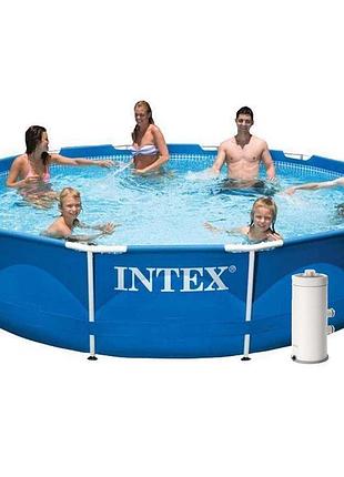 Каркасний басейн intex 28210-4, 366 x 76 см (басейн, підстилка, фільтр 3 875 л/год, тент)