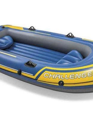 Лодка надувная intex challenger 3 set 68370, 295 x 137 x 43 см, желто-синяя