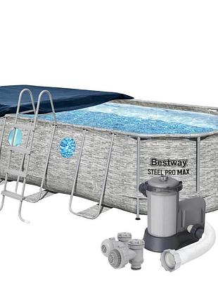 Каркасный бассейн bestway 56716, 549 х 274 х 122 см (бассейн, лестница, фильтр 5 678 л/ч, тент)