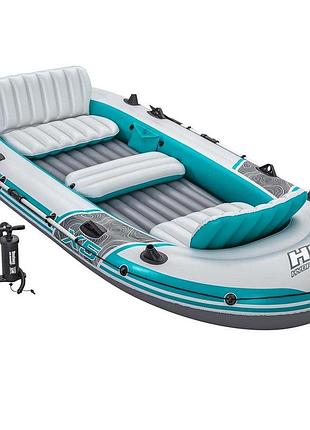Пятиместная надувная лодка bestway 65159 adventure elite x5 raft set, 364 х 166 х 45 см (весла, ручной насос)
