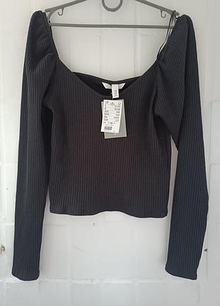 Дура чорна кофтинка лонгслі h&m чорного кольору