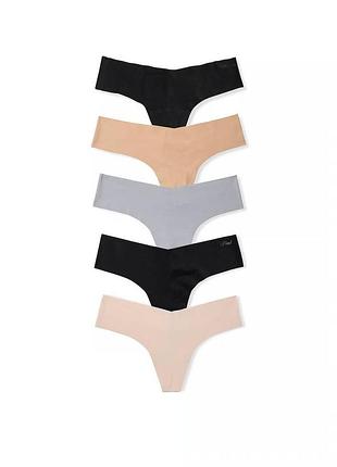 Набір безшовних трусиків victoria's secret pink 5-pack thong panties.