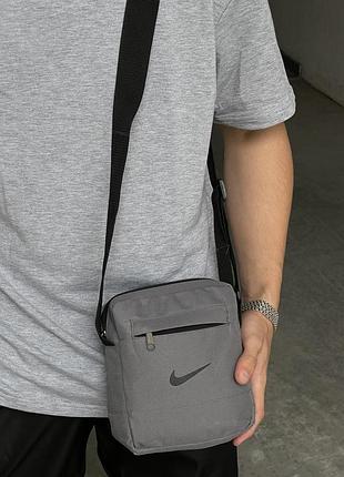 Борсетка серая nike сумка через плечо найк сумка маленький спорт 3