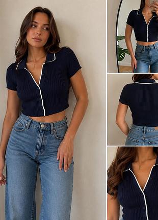 Укорочений трикотажний джемпер-поло h&m divided, m