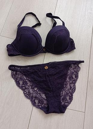 Ажурный комплект белья шелковый набор кружный m&amp;s s c 70b