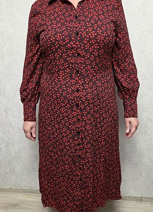 стильное платье-рубашка миди с длинным рукавом marks &amp; spencer р.16 (48‐50).