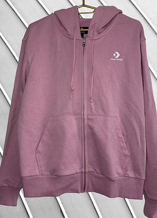 Женское розовое худи на замке converse s m 36 46 конверс конверс розовая кофта зепка с капюшоном оверсайз 46