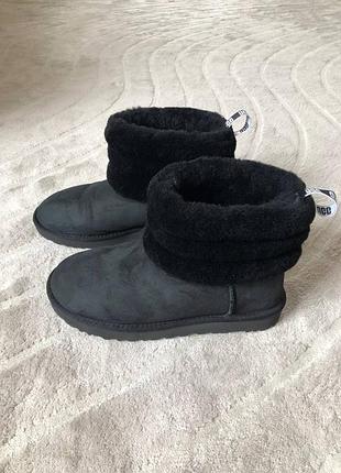 Женские полусапоги ugg fluff mini quilted в черном цвете 🖤 размер 40