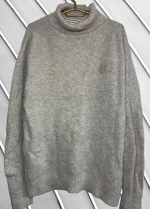 Жіночий бежевий вовняний светр calvin klein m l 38 40 46 48 кельвін кляйн кальвин кляйн теплий светр з високим горлом 48