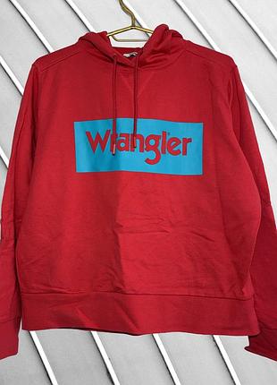 Жіноче червоне худі wrangler s m 36 38 44 46 вранглер врунглер кофта з капюшоном та яскравим логотипом бавовняне худі 46