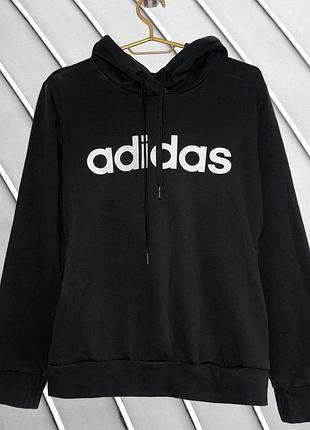 Жіноче чорне худі adidas s 36 44 адідас адидас чорна кофта з капюшоном та кишенею кенгуру спортивне бавовняне худі з написом 44