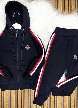 Костюм moncler у синьому кольорі з капюшоном