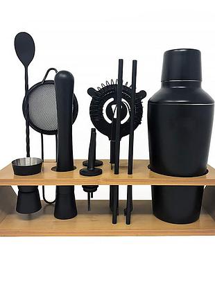 Подарочный набор для бара lesko km-tzs60 black 12 предметов барный инвентарь из нержавеющей стали 10шт