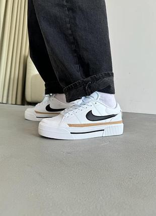 😍 женские кроссовки nike court legacy lift white/black