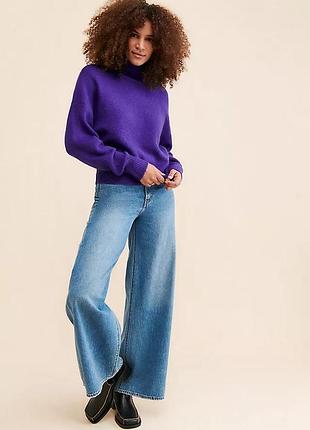 Фиолетовый трикотажный свитер zara с высоким горлом