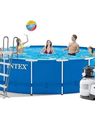 Каркасний басейн intex 28242-5, 457 x 122 см (басейн, підстилка, драбина, фільтр 7 900 л/год, тент)