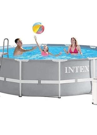 Каркасний басейн intex 26718-5в1, 366 х 122 см (басейн, підстилка, драбина, фільтр 3 785 л/год, тент)