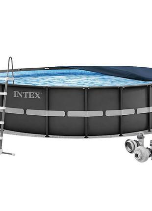 Каркасный бассейн intex 26340-4в1372 x 132 см (бассейн, подстилка, лестница, тент)