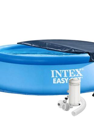 Надувний басейн intex 28110-5, 244 х 76 см (басейн, підстилка, насос, фільтр 2 006 л/год, тент)