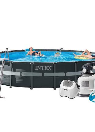 Каркасный бассейн maxpro intex 26340-8, 732 x 132 см (бассейн, подстилка, лестница, фильтр 12 000 л/ч, озонатор 150 мл/ч/11