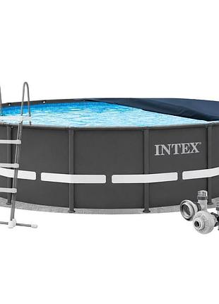 Каркасный бассейн intex 26334-4в1, 610 х 122 см (бассейн, подстилка, лестница, тент)