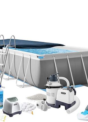 Каркасный бассейн maxpro intex 26792-11в1 (26356), 488 х 244 х 107 см (бассейн, подстилка, лестница, фильтр 3 500 л/ч, песок,