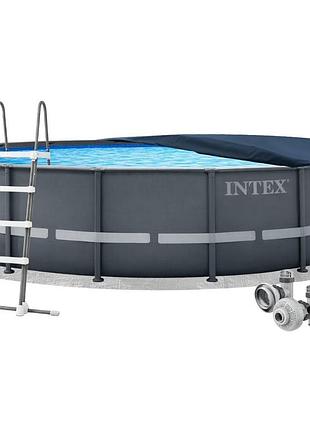 Каркасный бассейн intex 26326-5в1, 488 x 122 см (бассейн, подстилка, лестница, тент)