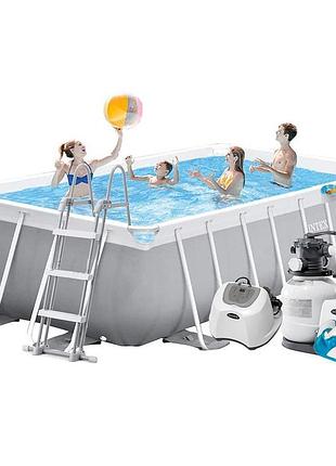 Каркасный бассейн maxpro intex 26792-8 (26356), 488 x 244 x 107 см (бассейн, подстилка, лестница, фильтр 7 900 л/ч, хлоргенератор