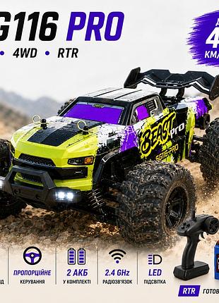 Радиоуправляемая машинка zll sg116 pro monstr track4wd на пульте rc автомобиль внедорожник до 40 км/ч 1:16 1+1 акб