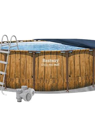 Каркасний басейн bestway 56725-4в1 488 х 122 см (басейн, підстилка, драбина, тент)