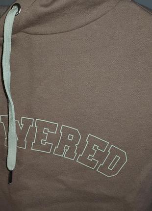 Худи женское розовое пудровое укороченное h&amp;m oversize с принтом с капюшоном 5