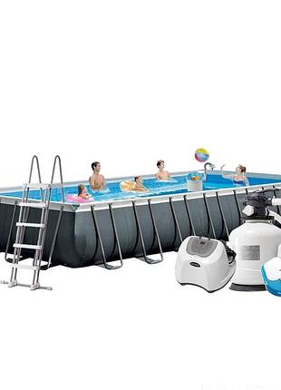 Каркасный бассейн maxpro intex 26378-9, 975 х 488 х 132 см (бассейн, подстилка, лестница, фильтр 10 500 л/ч,зонатор 150мл/11г/ч,