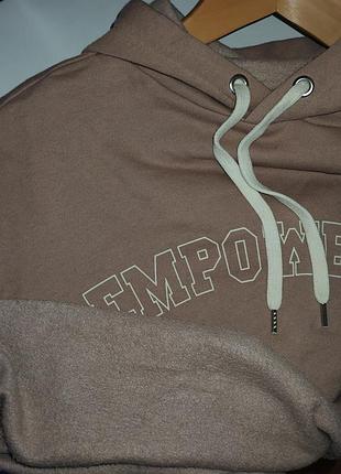 Худи женское розовое пудровое укороченное h&amp;m oversize с принтом с капюшоном 6