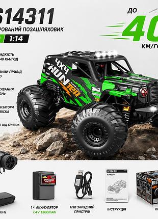 Радиоуправляемая машинка hs14311 1:14 4wd до 40 км/ч, rc внедорожник на пульте управления, monster truck, полный привод, аккум.