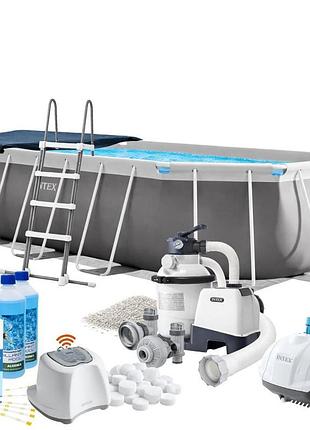 Каркасный бассейн maxpro intex 26796-11в1, 503 x 274 x 122 см (бассейн, подстилка, лестница, фильтр 5 700 л/ч, песок,