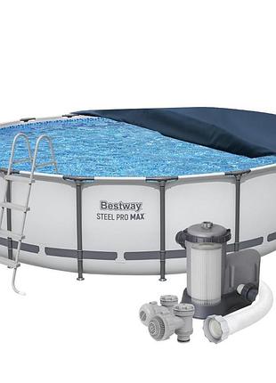 Каркасний басейн bestway 56462, 549 x 122 см (басейн, драбина, фільтр 5 678 л/год, тент)