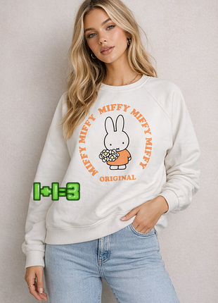 💝1+1=3 молочний жіночий оверсайз світшот светр miffy, розмір 44 - 46