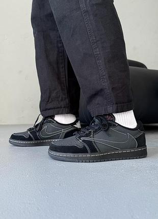 Кросівки чоловічі nike air jordan 1 low x travis scott black phantom