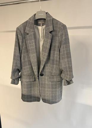 Жіночій жакет в сіро-білу клітинку h&m