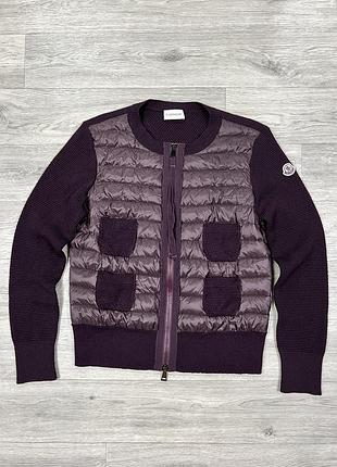 Гибридный кардиган куртка moncler maglione tricot alla coreana, шерсть и пух