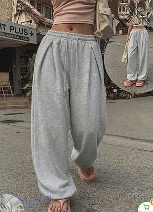 Роскошные серые женские спортивные штаны m | премиум качество | wide leg