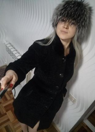 Женская меховая шапка из меха чернобурки меховой стиль парик1 фото