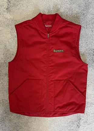 Supreme gonz shop vest fw18 вінтажна жилетка чоловіча m червона