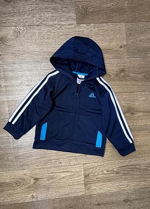 Дитяча синя зіпка, олімпійка, спортивна толстовка, худі adidas,  3t,  2-3р. 92-98см.