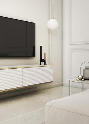 Тумба під телевізор навісна perfect home оро / oro 2-дверна rtv135 mdf білий (pfh-091354)