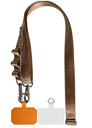 Шнурок широкий с двумя креплениями (2см) 140см brown