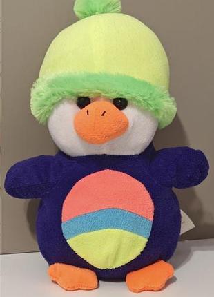 Toy factory waddles penguin plush 12" neon green hat striped belly 2014 ages 3+