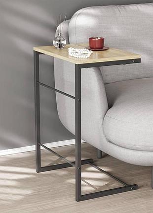 Столик приставний террі ferrum-decor 650x440x330 чорний метал дсп дуб сонома 16 мм (frd-104651)